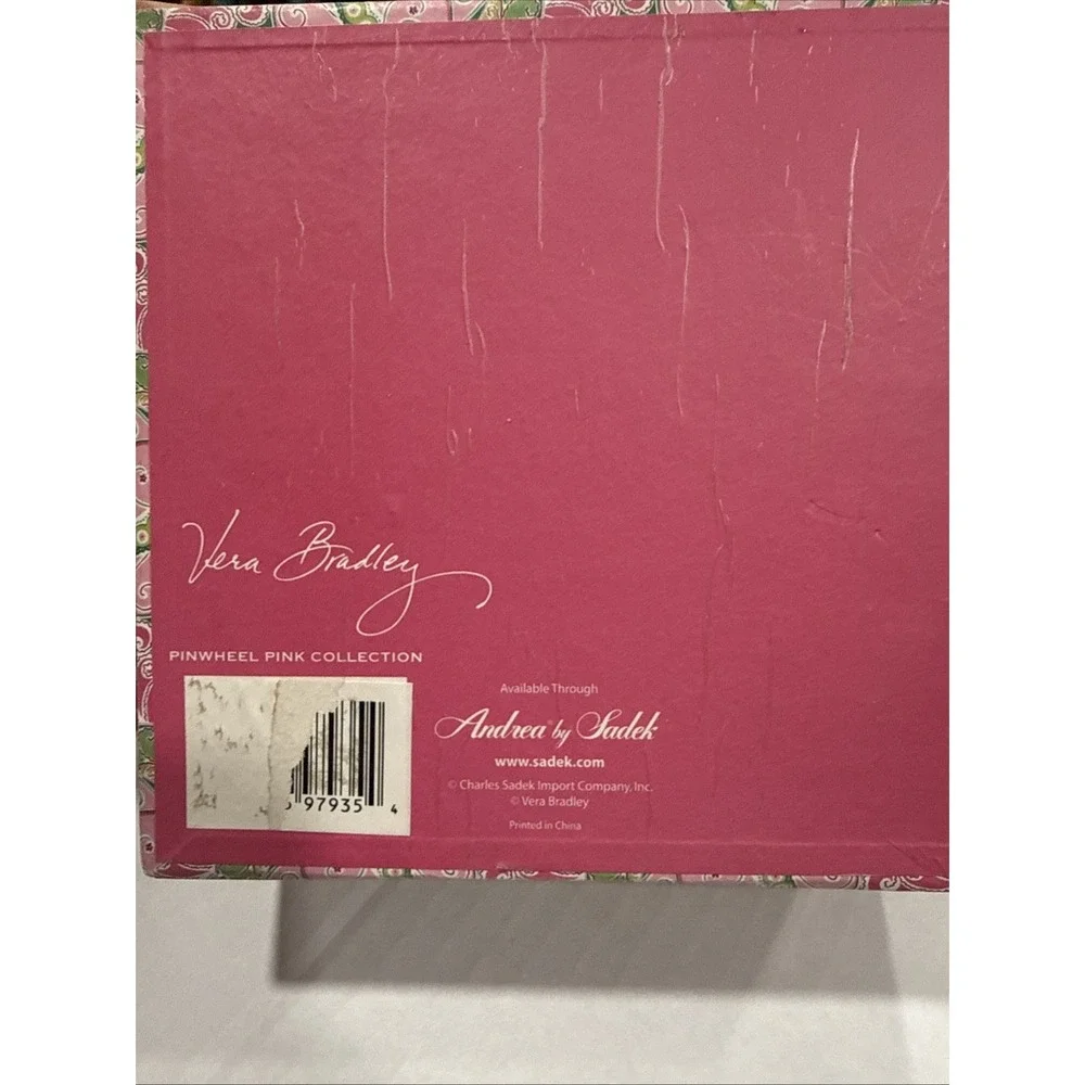 Vera Bradley Ceramic PINWHEEL PINK Trinket Box &Lid Andrea by Sadek